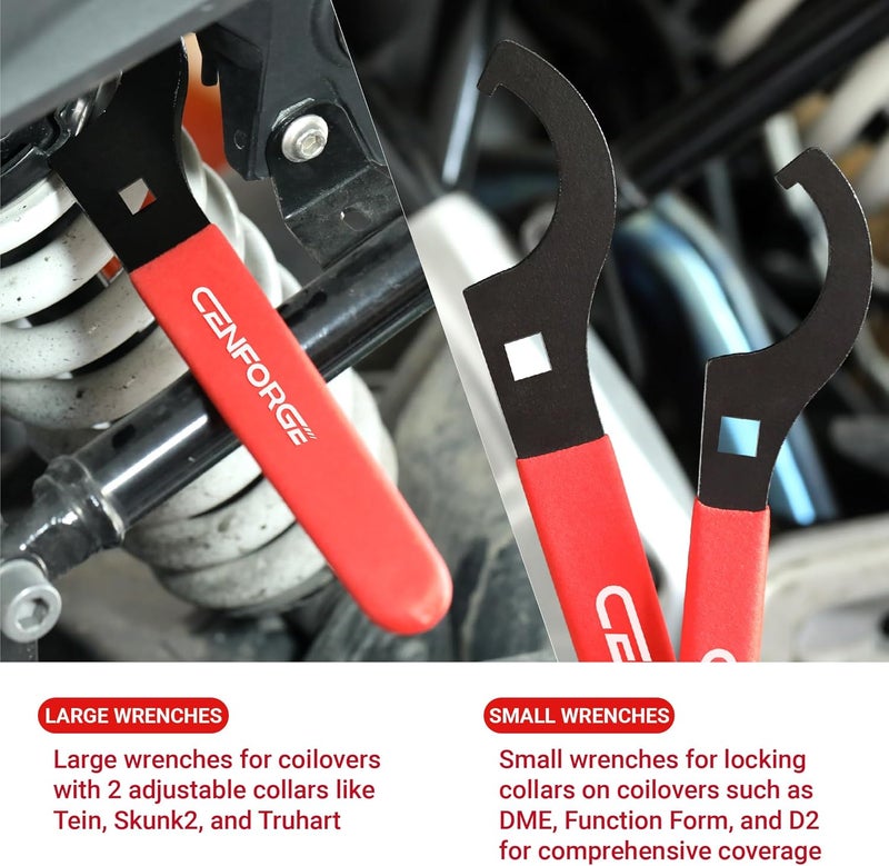 CENFORGE Cenfoge Universal Coilover Adjustment Spanner Wrench Set, 4-PC. Tool Kit for Suspension System and Shock Adjustments, with 3/8" Drive Hole, Universal Fit Most Coilovers Shocks. - Image 3